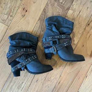 Not Rated Studded Ankle Booties - grey - size 7.5